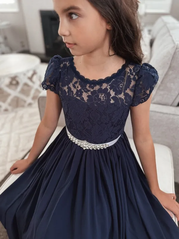 Sasha Girls Navy Blue Dress