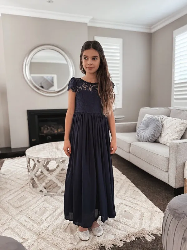 Sasha Girls Navy Blue Dress