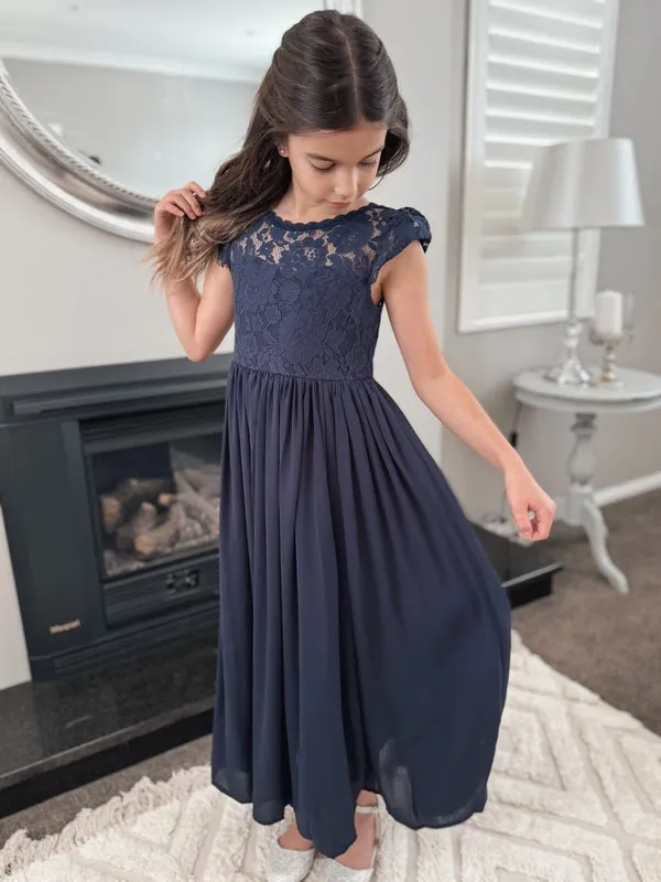 Sasha Girls Navy Blue Dress