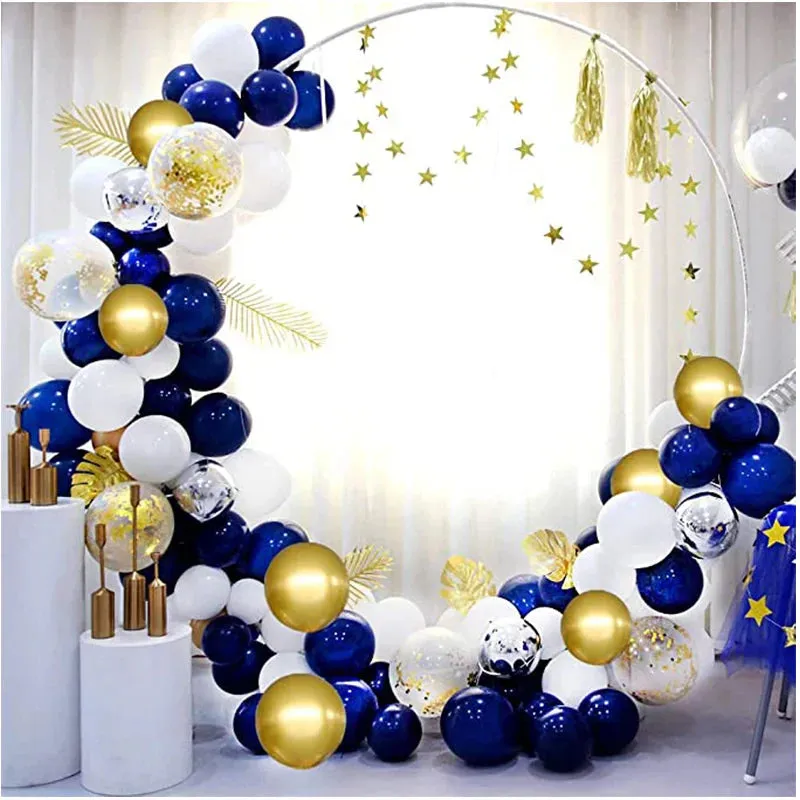 SINOTAO  -  103pcs Navy Blue Metallic Balloon Royal Blue White Latex Balloon Gold Confetti Balloon Arch for Birthday Wedding Party DIY Decor