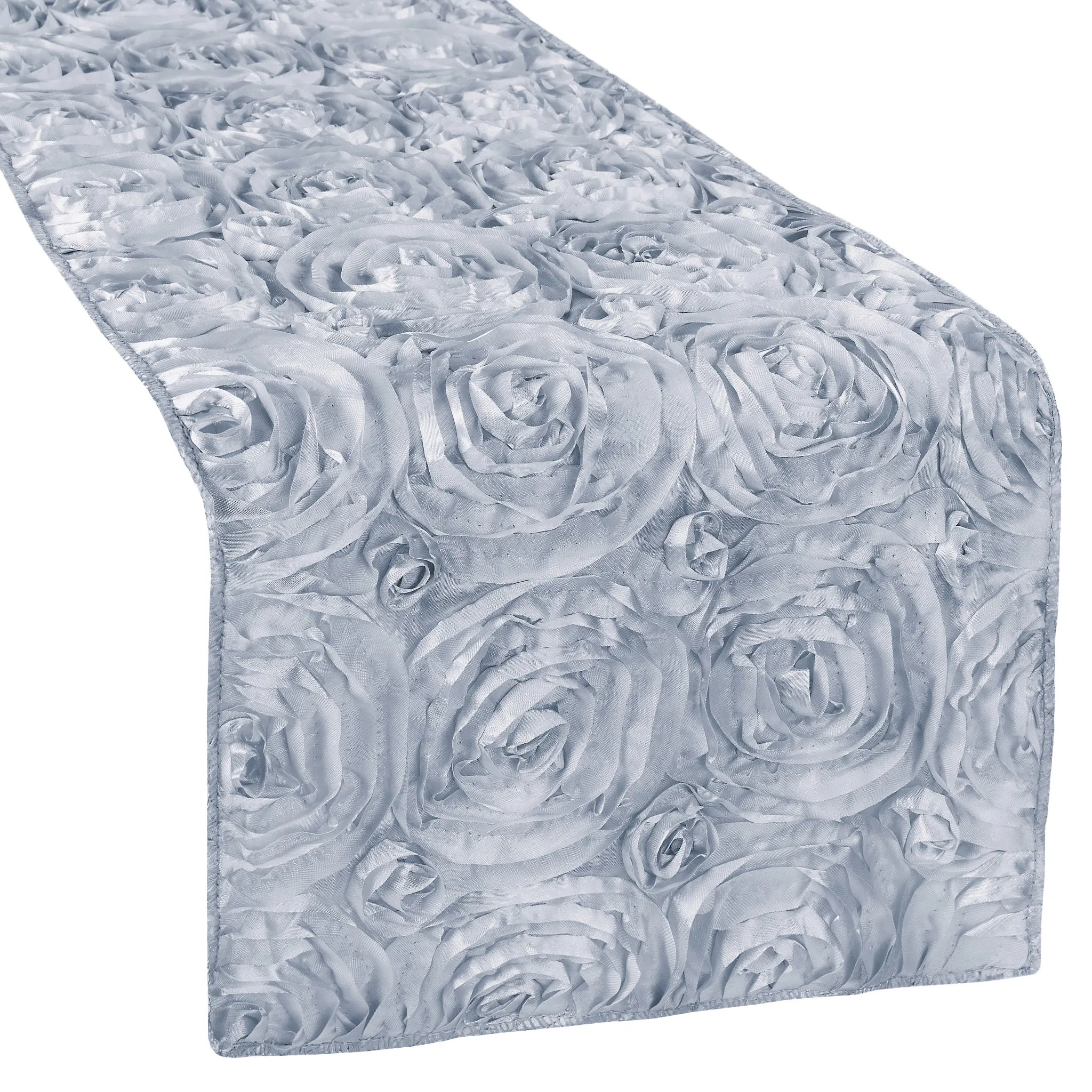 Wedding Rosette Satin Table Runner - Dusty Blue