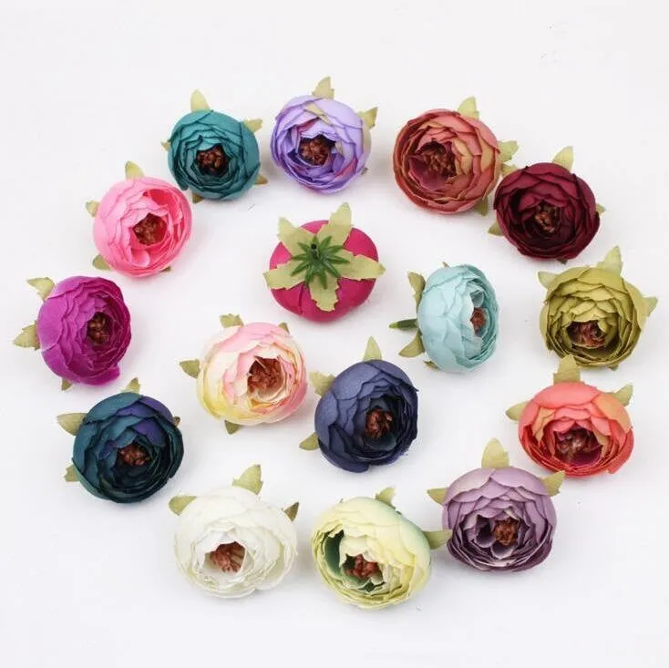 Wholesale Silk Flowers Bulk Peonies Heads 300 pcs Small Simulation Tea Rose For Crafts DIY