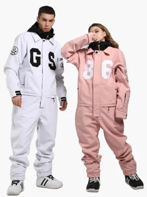 Women's Fashion Winter Waterproof Pink One Piece Snowboard Suits